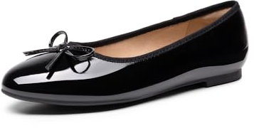 DREAM PAIRS Women's Casual Pointed Toe Ballet Comfort Soft Slip On Flats Shoes,Size 5.5,Black-PAT,SDFA2404W