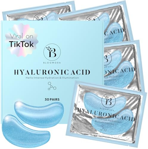 BLOOMORA Patch Yeux Anti Cernes (30 paires), Masque Yeux avec Niacinamide et Acide Hyaluronique, Patch Anti Cernes et Poches - Acide Hyaluronique