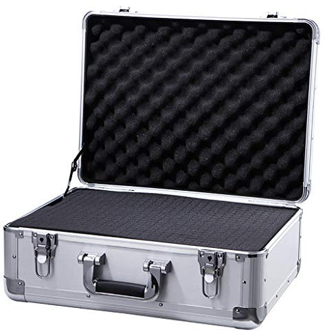 Werkzeugkoffer, Aktenkoffer, Flightcase mit Schaumstoffpolsterung, abschließbar, tragbarer Werkzeugkoffer aus Aluminium, universelle Aufbewahrungsbox für Ausrüstung aus Metall
