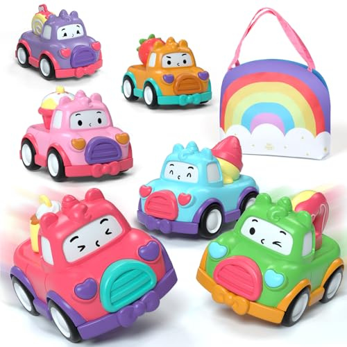 Lehoo Castle Pull Back Toy Cars, 6 Mini Dessert Cars for Toddlers Age 1+