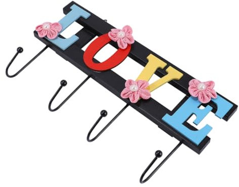 Zerodeko liebe Hakenleiste 4 Haken lieben Wandhandtuchhalter Schlüsselanhänger für die Wand wall hooks wandverkleidung hanger Lebensmittelaufbewahrungshaken Wanddekoration Haken Holz Rosa