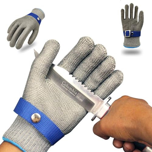 PVFZXS Guanti di protezione antitaglio, 9 protezioni in acciaio inox, filo metallico, guanti da lavoro, guanti antitaglio e guanti interni per la cucina, taglio di mandolini, 10/XL