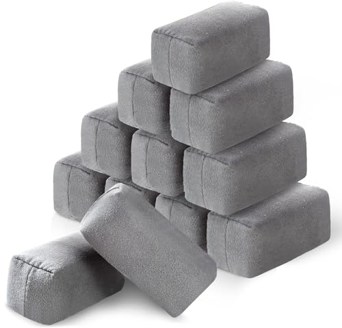 Riakrum 12 Pack Microfiber Applicator Pads Suede Car Detailing Sponge Ceramic Coating Applicator Pads Coating Sponge for Cars Graphene Metal Plastic Trim Ceramic Spray Applying Wax(Gray)