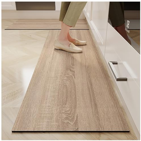 VHVYWY Saugfähige Küchenmatte aus Kieselgur in Holzoptik, Eleganz und Haltbarkeit, Rutschfester Teppich, Heimdekoration für Wohnzimmer, Badezimmer, Flurteppich 01,24 * 35in + 24 * 71in