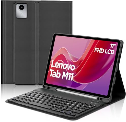 Occtingkind Funda con Teclado para Lenovo Tab M11 11 Pulgadas 2024, Negro | Teclado Bluetooth Inalámbrico Desmontable con Funda Delgada y Ranura para Bolígrafo para Tablet Lenovo M11 TB330FU/ TB330XU