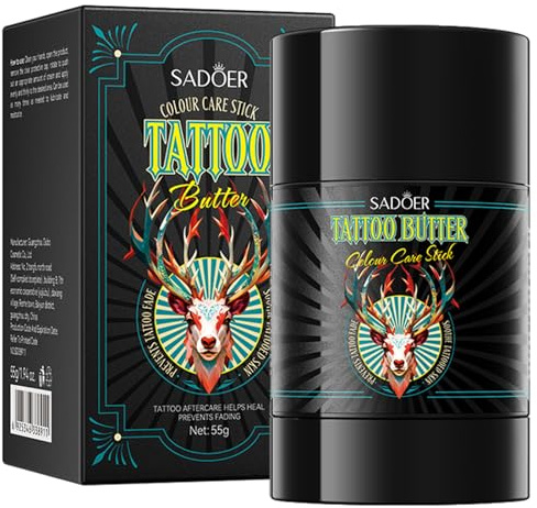 SADOER Stick Corporel Soin Couleur Tatouage – Baume Hydratant Nourrissant Apaisant, Format Pratique 55g