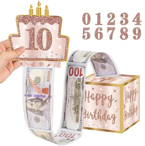 Geldgeschenke Geburtstag Box,Geburtstag Spardose für Bargeld Geschenk Ziehen,Happy Birthday Überraschungsbox für Bargeld für DIY Eltern Liebhaber Kinder Freunde Geburtstagsgeschenk