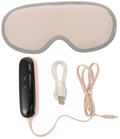 Ipetboom Antifaz De Masajeador Ocular Recargable Usb, Cubierta Para Ojos Ajustable y Calefactora, Tamaño Mediano, Para Aliviar Fatiga Ocular En Casa, Oficina y Viajes, Color Rosa