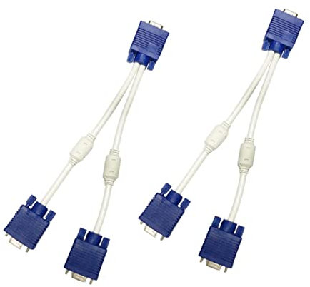 DIYEAH 2 Pièces Câble Vga Splitter Male vers Dual Female Adaptateur pour Moniteur Double Câble de Répartition Vga pour Pc HDTV et Projecteur