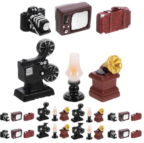 PRETYZOOM 30pièces Mobilier Miniature Gramophone Miniature Vintage Décoration Mini-Objets pour Maison de Poupée et Micro-scènes