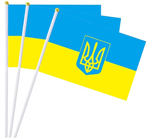 SUPPUIMNT Bandiera dell'Ucraina, 90 x 150 cm, colore giallo e blu, impermeabile, durevole, rinforzata con cuciture per eventi sportivi, feste, sfilate, decorazioni per esterni (14 x 21)