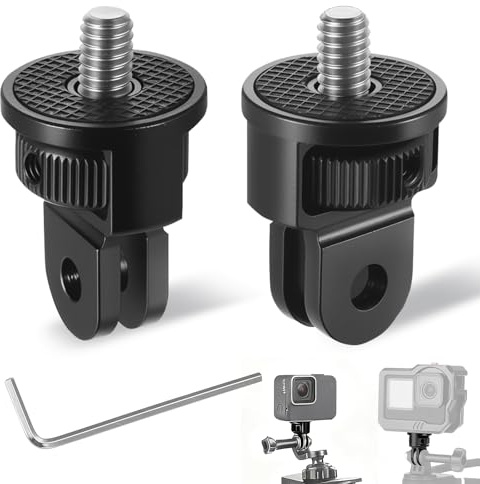 AIOUHMYM 2 Aluminium Stativadapter mit 1/4 Zoll Gewinde | 360° verstellbar, passend für Actioncams inklusive zwei mitgelieferten Schraubenschlüsseln
