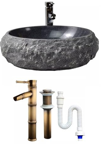 HPTHLY Lavandino da Appoggio per La Casa, retrò, in Marmo, per Esterni, Balcone, in Pietra, sopra Il Piano del Lavabo, per Il Bagno, Lavabo, Mobiletto per Il Bagno, U,One Color-B
