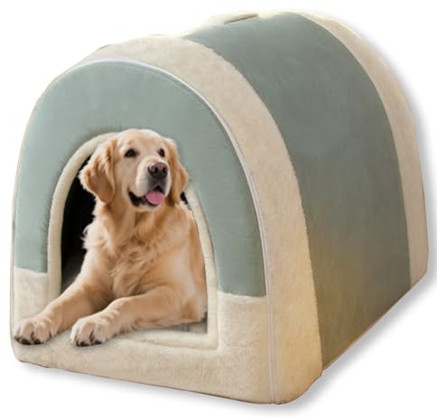 Großes Hundehaus, 2-in-1-Bett mit Dach, faltbar, beruhigendes Hundebett, Sofa, beruhigende Hundehöhle, Haustierzelt, Bett, abnehmbar, waschbar, Anti-Angst, 79 x 60 x 59 cm, 2XL, B)