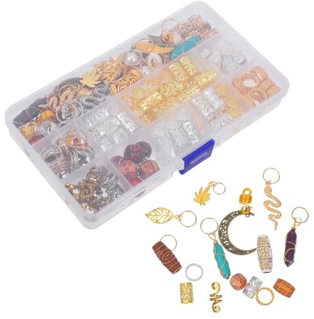 OUNONA 184pièces Bijoux pour Tresses Breloques pour Cheveux Anneaux Délicats Accessoires pour Cheveux Tressés Ornements pour Dreadlocks Motifs Inspirés Têtes Animaux
