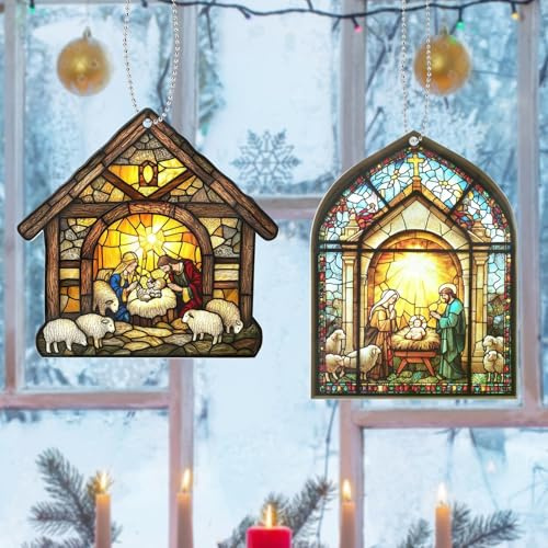 MACULPER Jesus-Sonnenfänger, Fensterdeko Hängend | Fensterdekoration zum Aufhängen, Acryl Sonnenfänger, Gartendekoration, Dekoration für drinnen und draußen