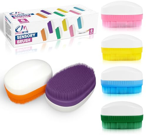 Wilbarger Method Therapy Brush, 6 Pack (Colored) - Therapressure Sensory Brush for Occupational Therapy and Brushing Protocol