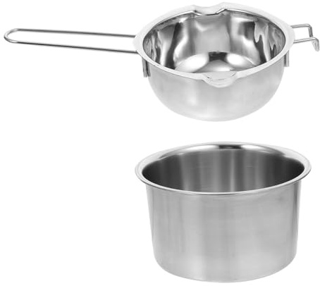 JECOMPRIS Olla para Derretir Cera y Chocolate Grande 600 Ml Acero Inoxidable 201 Resistente Baño María para Cocina Casera y Repostería Set 2 Piezas