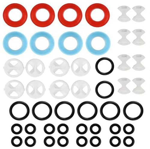 PLUSHCEWT 48 Pcs Tap Washers Kit with Ceramic Discs - Tap Washers for Mixer Taps​and Leaking Faucets Repair,General Accessories Multi-Size Silicone O-Rings & Seals (Assorted for UK Taps)