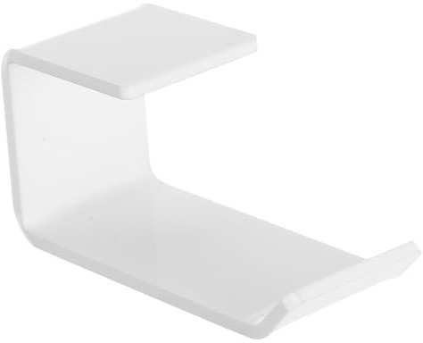 BAZEITFLOW Support Casque Audio De Bureau Mural u en Acrylique Blanc, Accessoire Gaming pour Casques Circum-Auriculaires, Fixation Gain De Place Bureau Gamer