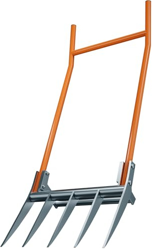 Jebosam Broadfork Garden-Tool Heavy-Duty Broad Fork - 50cm Wide 5 Tines Digging Fork with Pedals, Robust Durable Garden Fork for Loosening Soil & Weed Removal