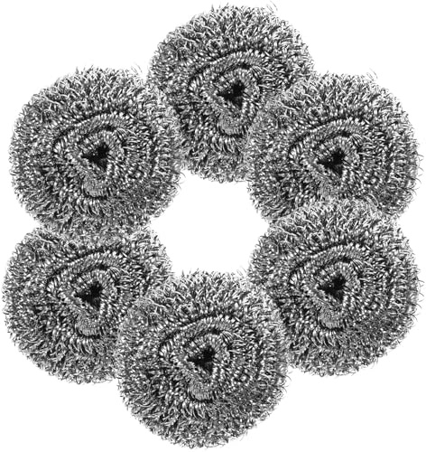 DOITOOL Juego de 6 Esponjas de Acero Inoxidable para Cocina Estropajos Metálicos Redondos para Limpiar Platos Ollas y Sartenes Estropajo de Acero Resistente Rayas Limpieza en Hogar