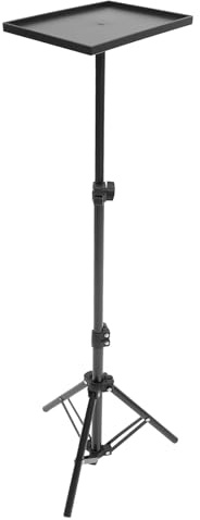 TOKIDNY Adjustable 1.1M Projector Tripod Stand with Laptop Tray and Utility Shelf, Portable Projector Holder for Home and Office Use