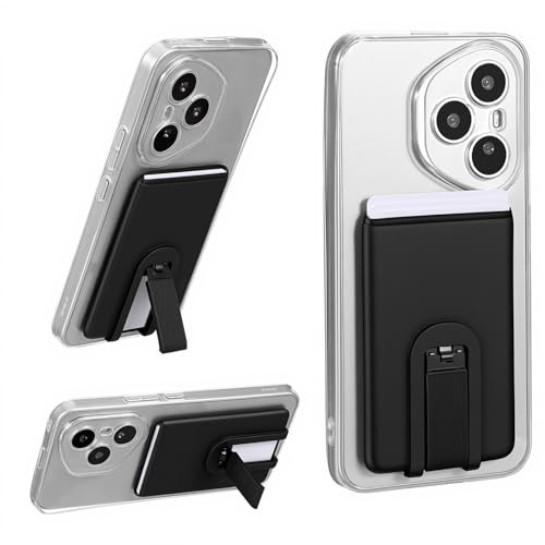 Ymapinc Phone Wallet, Stick On Credit Card Holder for Phone Case for Men & Women, Ultra Slim Silicone Wallet with Stand, (Black)