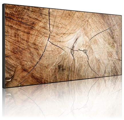 banjado Magnettafel Metall 78 x 37cm - beschreibbare Magnettafel - Metall Pinnwand als Memoboard - Magnetwand Küche, Büro, Kinderzimmer Schwarz inkl. 4 Magnete & Montageset - Motiv Getrocknetes Holz