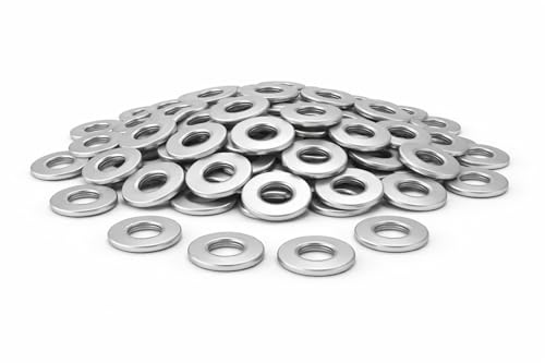 Arandela Plana M4 M5 M6 M8 M10 M12 M16, Acero Inoxidable A2 AISI 304, DIN 125, 100 Unidades, para Tornillos y Tuercas Inox (M10)