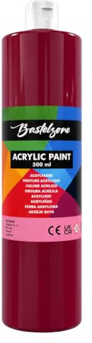 Bastelzone Akrylfärg 500 ml – Högpigmenterad, vattentät och vegansk akrylfärg – Perfekt för akrylhällning och målning på duk, trä, sten, papper, tyg och
