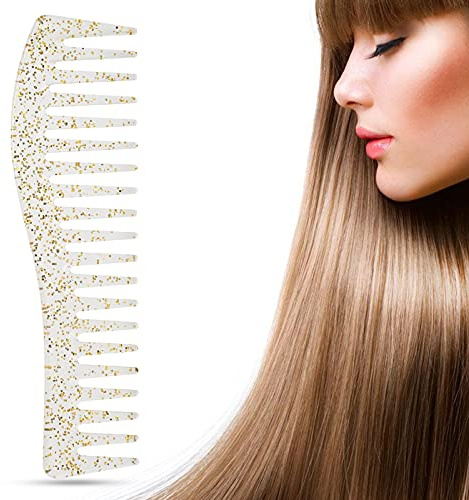 Kukyller Pettini a Denti Larghi, 2 Pezzi Shampoo per Saloni di Grandi Dimensioni Capelli Ricci Senza Manico Pettine Districante per Capelli per Uomo Donna (Clara)