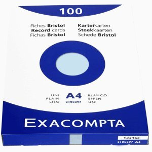 Exacompta Karteikarten A4 blanko blau VE=100 Stück