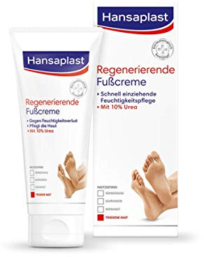 Hansaplast Regenerierende Fußcreme (100 ml), Fußpflege mit Urea für trockene und raue Füße, Feuchtigkeitscreme schützt vor Hornhautbildung
