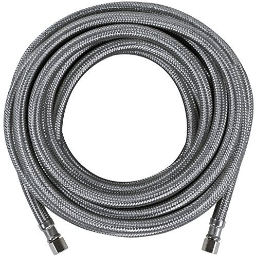 Certified Appliance Accessories Ice Maker Water Line, 25 Feet, PVC Core with Premium Braided Stainless Steel