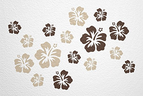 WANDfee Wandtattoo Hibiskus Blumen Hibiskusblüten FARBWUNSCH Wandaufkleber Fliesenaufkleber dunkelbraun beige