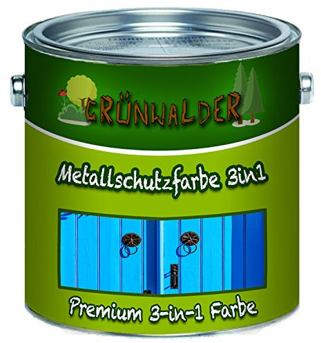 Grünwalder Metallschutzfarbe 3in1 premium Metallschutzlack 3-in-1 effektiver Schutzanstrich auf metallischen Untergründen, wie Eisen, Stahl, Aluminium, Zink und Metall (1 L, Kieselgrau (RAL 7032))