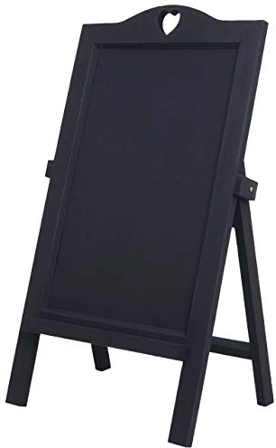 Werbetafel HWC-E51, Aufsteller Kreidetafel, 66x37x27cm Shabby-Look Vintage - dunkelgrau