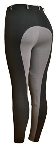 Astile Equine HORSE RIDING LADIES SOFT STRETCHY JODPHURS/JODHPURS JODS BLACK/GREY (Size 12/30-Inch)
