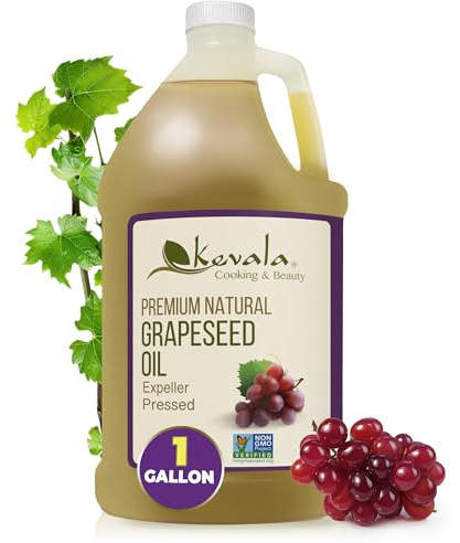 Kevala Grapeseed Oil | Non-GMO Expeller Pressed Grape Seed Oil for Cooking, Rich in Antioxidants, Skincare & Hair, Multipurpose Beauty Oil, High Smoke Point Oil – 128 Fl Oz | 1-Pack