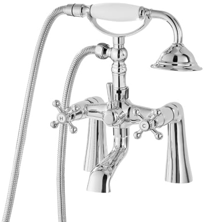 gotonovo Deck Mount Clawfoot Tub Faucet & Handheld Spray,Polished Chrome