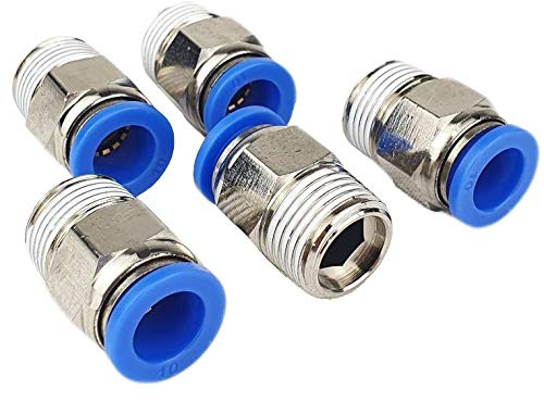 5 Stück Steckerverschraubung, konisch Pneumatik Steckverbinder Schnellsteckverbinder Push In (R 1/4 x 6mm)
