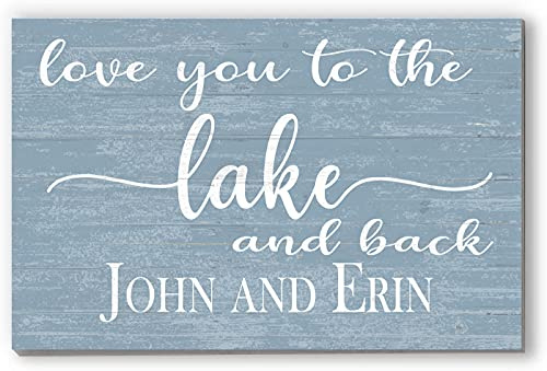 Personalized Lake House Sign Love you to the Lake and Back Décor for Home (Blue)