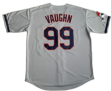 GHTPGT Herren Ricky Vaughn Movie Jersey 90s Hip Hop Stitched Sports Fan Baseball Trikots Stitched, grau, Mittel