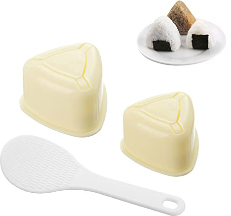 Onigiri Form, Dreiecks Onigiri Maker Form mit Reislöffel 3-Teilig, Antihaft Sushi Maker Onigiri Mold Bento Pressform Reisformer zum Kochen in der Küche