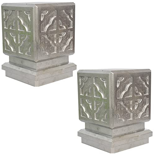 2 x Chapeau de Poteau Aluminium Capuchons pour Poteaux Base Carrée Décoration pour Le Haut du Poteau de Clôture du Porche D'escalier de La Villa,150x150mm