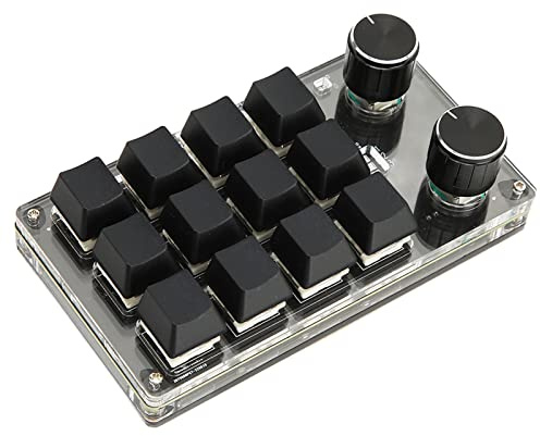 Dpofirs One Handed Programmable Mechanical Keyboard, 12 Keys RGB Mechanical Gaming Keypad Programmable Macro Keyboard with Knobs, Red Switch