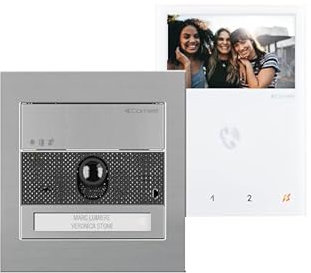 Comelit 8461I Kit Monofamiliare con Pulsiera Quadra e Monitor Icona, Sistema Simplebus, Black