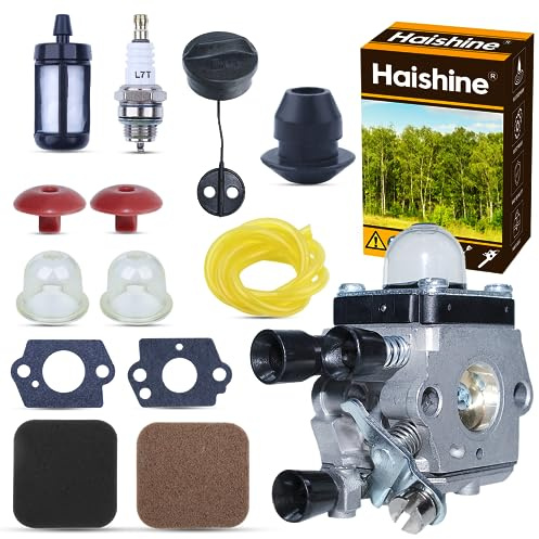 Haishine C1Q-S97 Carburateur pour STIHL FS75 FS80 FS80R FS85 FS85R FS85T FS85RX FC75 FC85 HS75 Coupe Bordure C1Q-S71 C1Q-S97 C1Q-S143 C1Q-S153 C1Q-S186 avec Filtre à Air/Bougie d'Allumage etc.