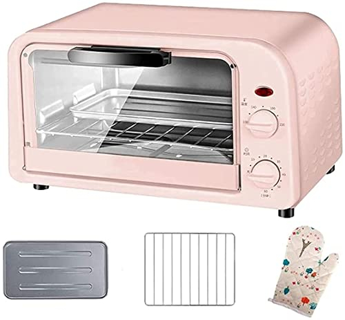 CAZARU Horno eléctrico de Mesa 10L para Hornear en el hogar pequeño Horno eléctrico Multifuncional automático, Bandeja de escoria extraíble, 800W
